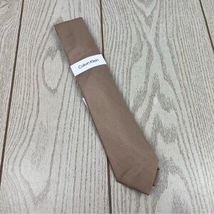 510 - Calvin Klein Tie Tan CK21100208 Silk Blend MSRP $69.50